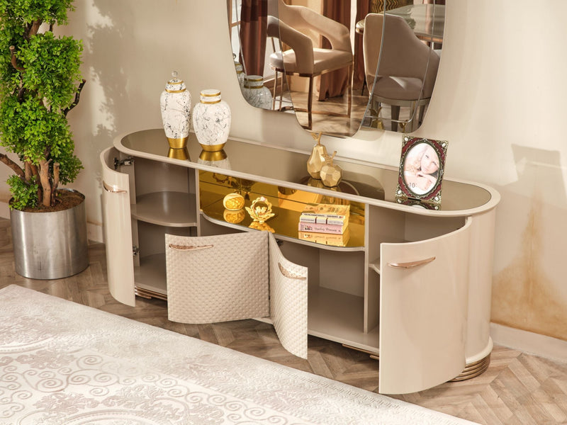 Paris Diningroom (Consol With Mirror & Dining Table & 6 Dining Chair) - 115-PAR-SET
