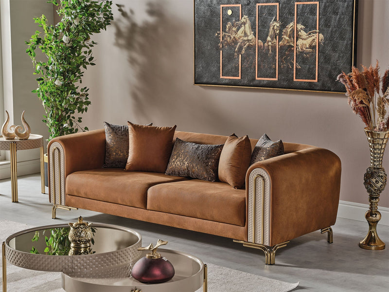 Paris Stationary 4 Seat Sofa Brown in Brown - 101-PAR-ZEG04-4