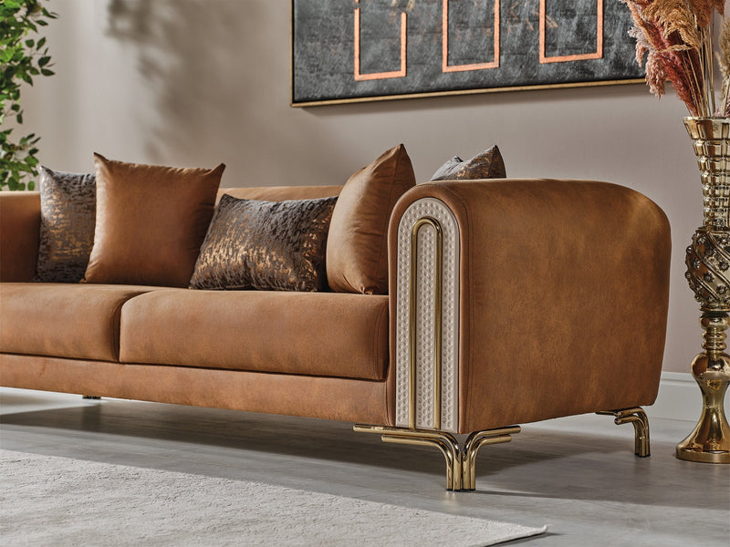 Paris Stationary 4 Seat Sofa Brown in Brown - 101-PAR-ZEG04-4