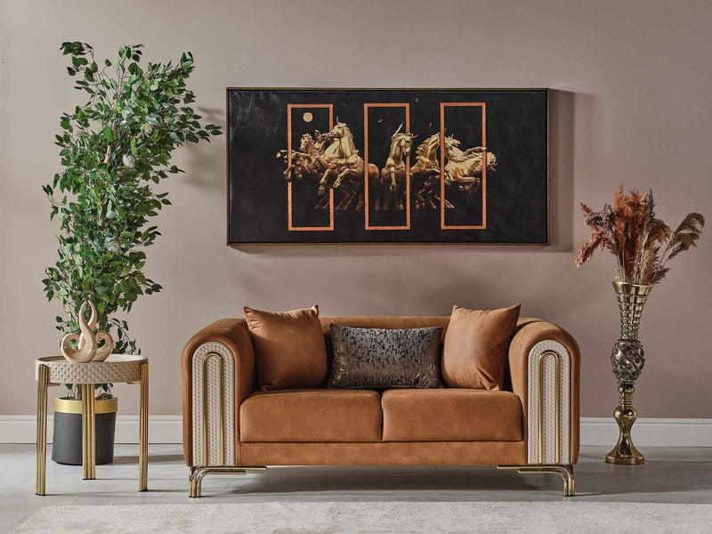 Paris Stationary Loveseat Brown in Brown - 101-PAR-ZEG04-2
