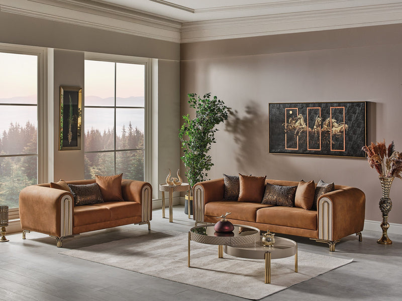 Paris Stationary Loveseat Brown in Brown - 101-PAR-ZEG04-2