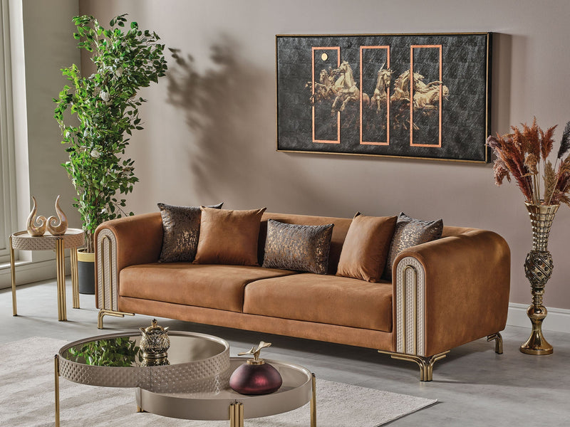 Paris Stationary Sofa Brown in Brown - 101-PAR-ZEG04-3