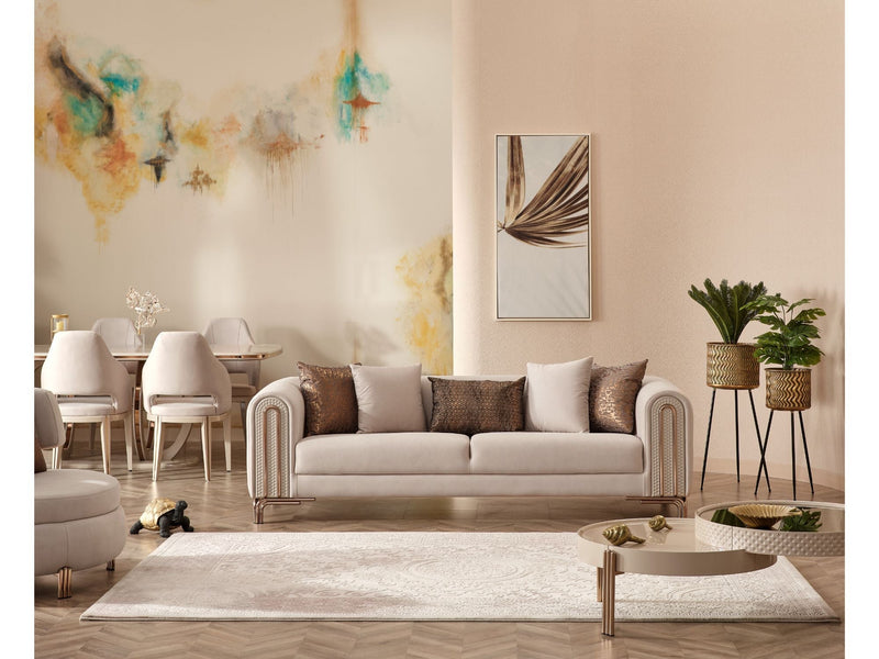 Paris Stationary Sofa Cream in Cream - 101-PAR-ZEG02-3