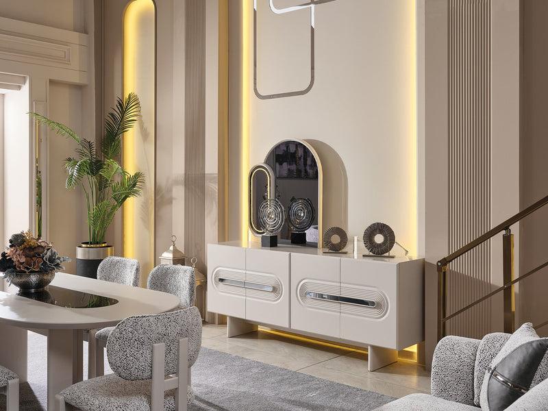 Parma Diningroom (Consol With Mirror & Dining Table & 6 Dining Chair) - 115-PARM-DT-6-SET