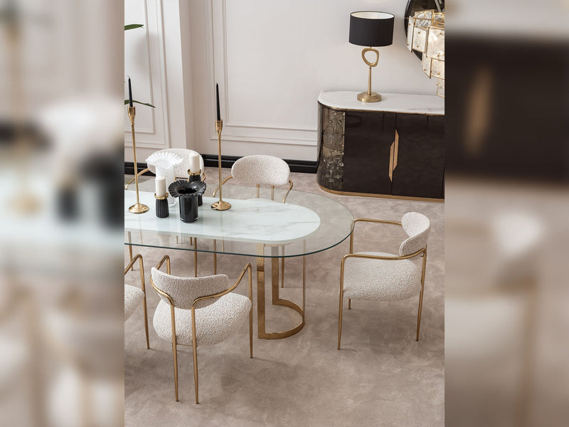 Parma Diningroom (Consol With Mirror & Dining Table & 6 Dining Chair) - 200-GAB-PAR-DT-6-SET