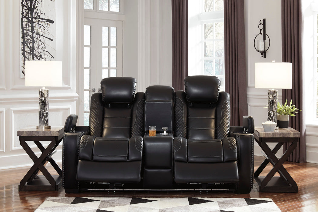 Party Time Power Reclining Loveseat with Console - Gate FurniturePower Reclining Loveseat