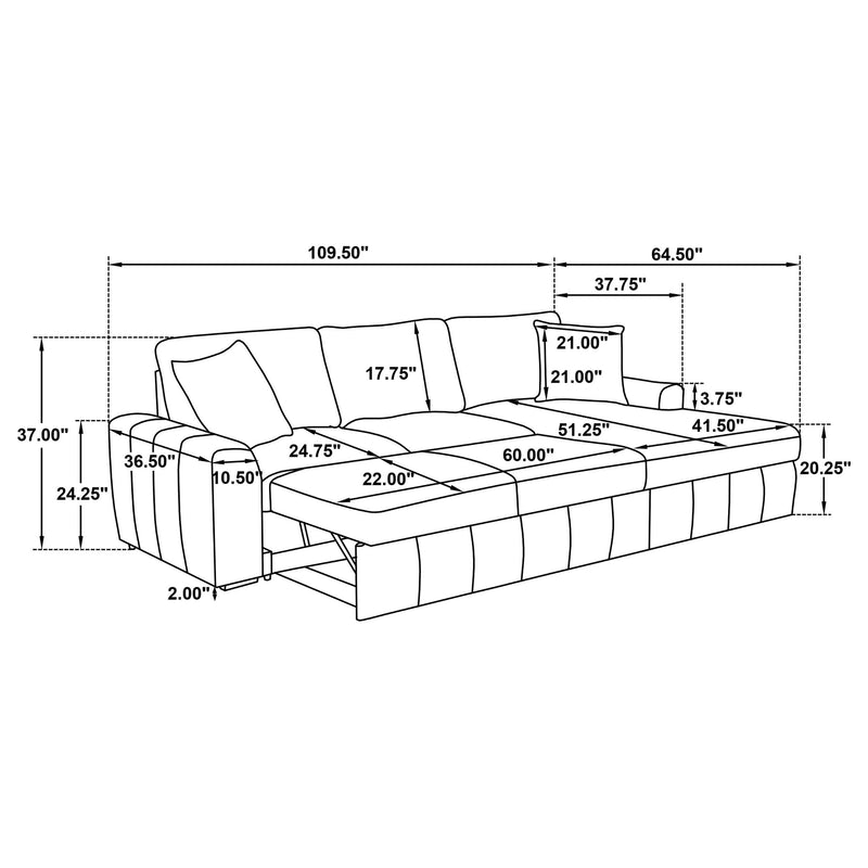 Pastrana Upholstered Sleeper Sectional Sofa RAF Chaise Grey - 500359