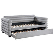Patricia Boucle Upholstered Twin Day Bed with Trundle Grey  - 300718