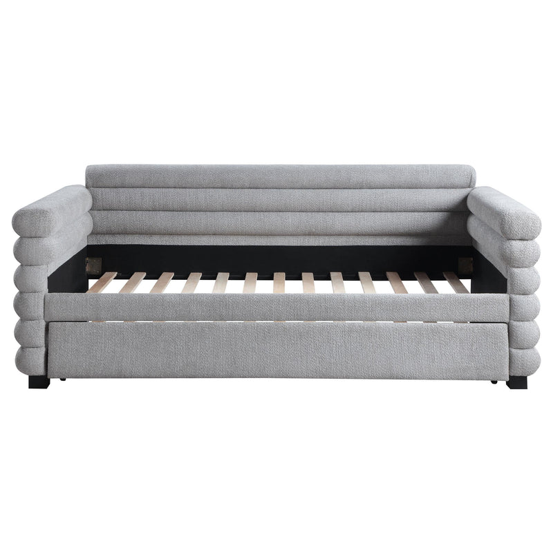 Patricia Boucle Upholstered Twin Day Bed with Trundle Grey  - 300718