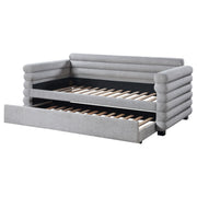 Patricia Boucle Upholstered Twin Day Bed with Trundle Grey  - 300718