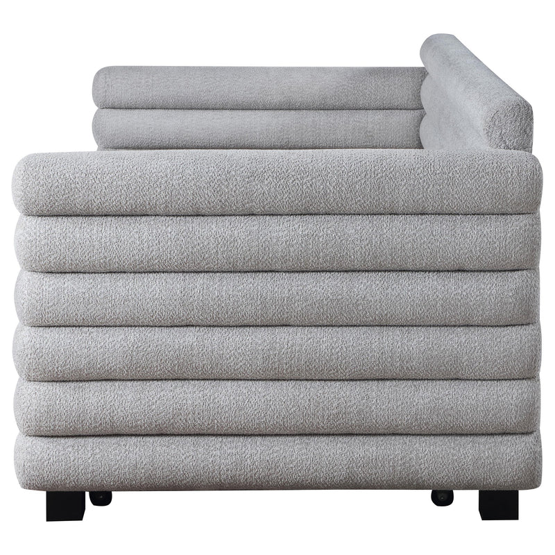 Patricia Boucle Upholstered Twin Day Bed with Trundle Grey  - 300718
