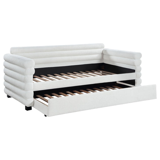Patricia Boucle Upholstered Twin Day Bed with Trundle White - 300716