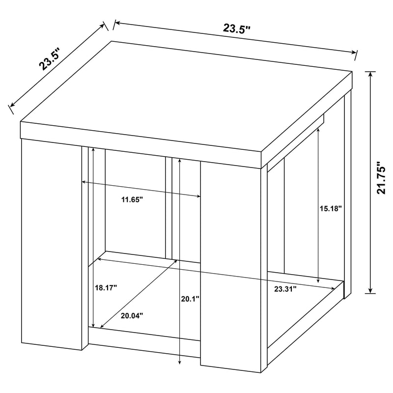 Pavone 3-Piece Transitional Coffee and End Table Set with Shelves Latte - 706648-S3