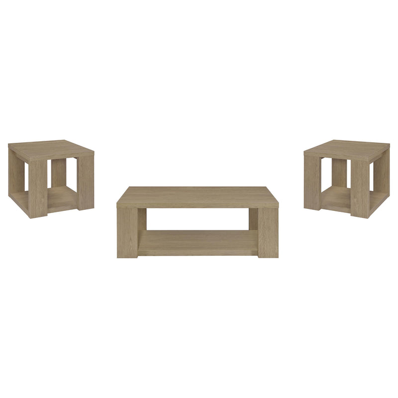 Pavone 3-Piece Transitional Coffee and End Table Set with Shelves Latte - 706648-S3