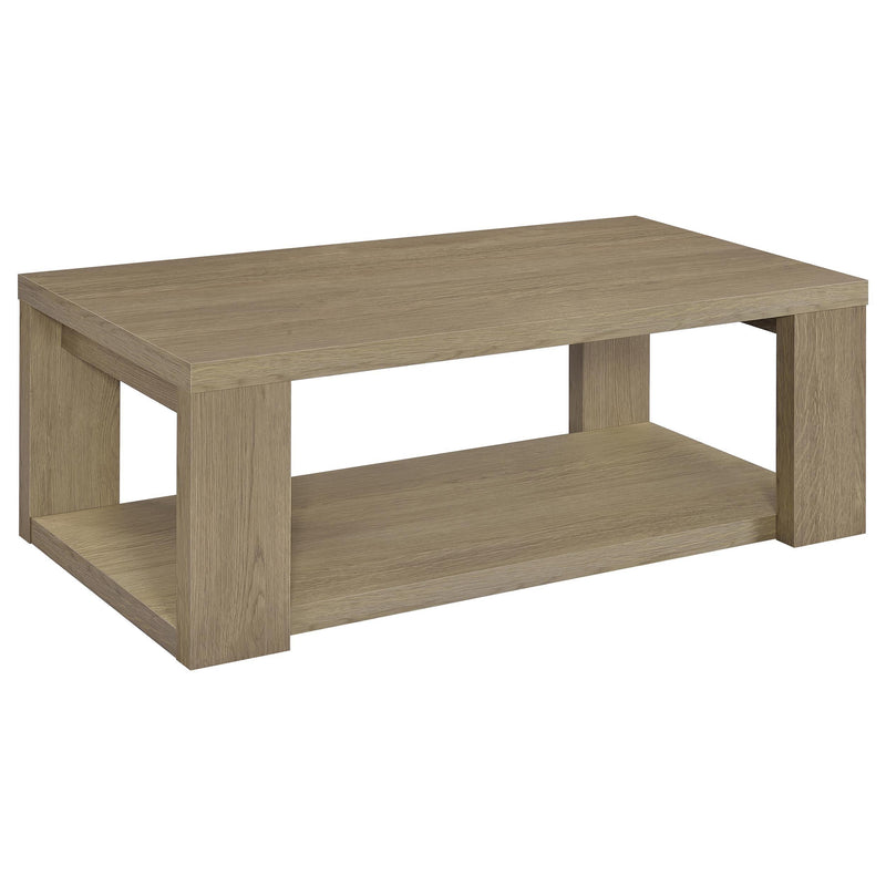 Pavone 3-Piece Transitional Coffee and End Table Set with Shelves Latte - 706648-S3