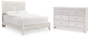Paxberry Queen Panel Bed with Dresser in Whitewash from Ashley - Lara Furniture