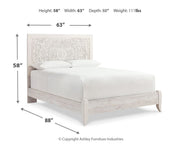Paxberry Queen Panel Bed with Mirrored Dresser and 2 Nightstands in Whitewash from Ashley - Lara Furniture