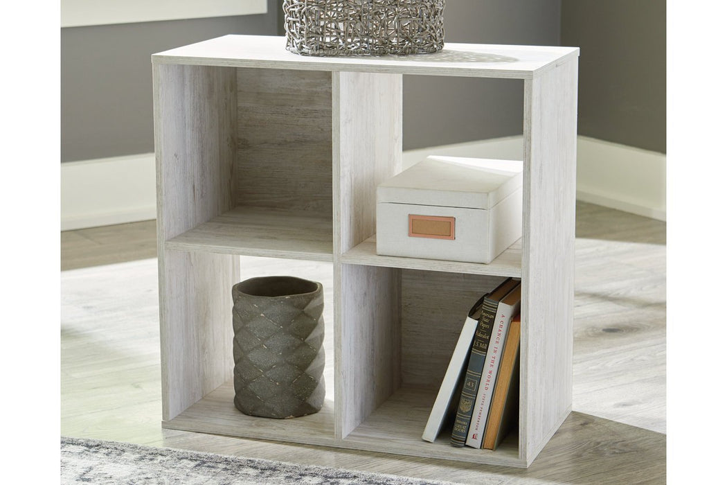 Paxberry Whitewash Four Cube Organizer - Gate FurnitureBookcases