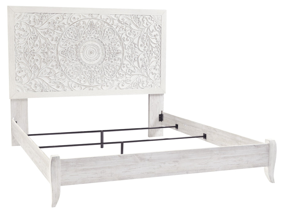 Paxberry Whitewash King Panel Bed - Gate FurnitureKing Bed