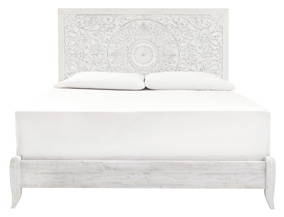 Paxberry Whitewash King Panel Bed - Gate FurnitureKing Bed