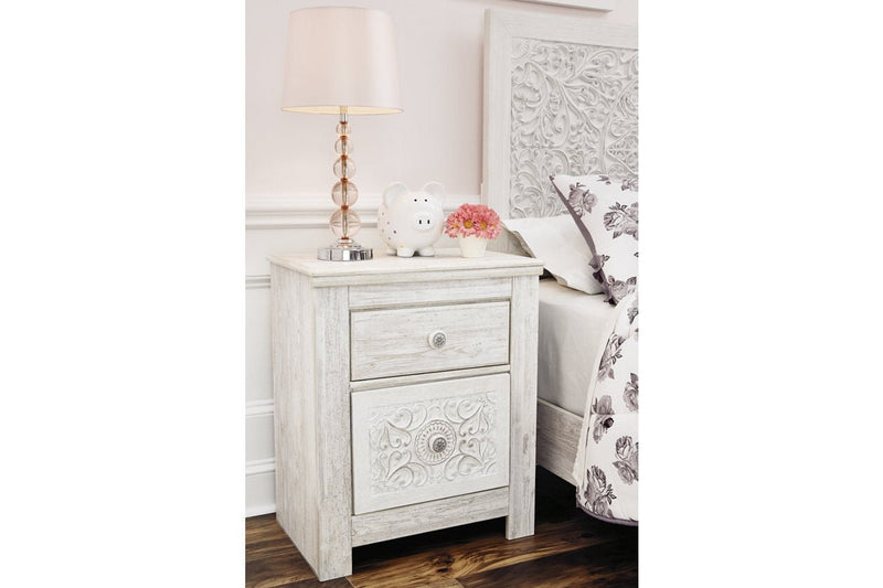 Paxberry Whitewash Nightstand - Lara FurnitureNightstand