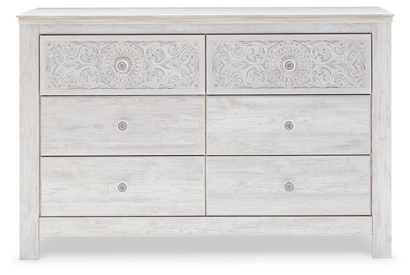 Paxberry Whitewash Queen Panel Bed, Dresser and Chest - B181B34