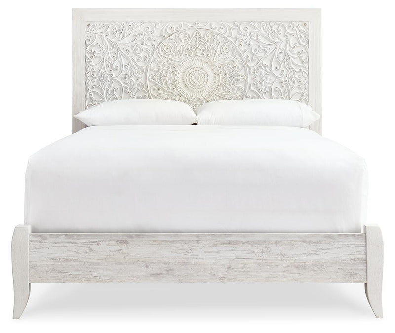 Paxberry Whitewash Queen Panel Bed, Dresser and Chest - B181B34