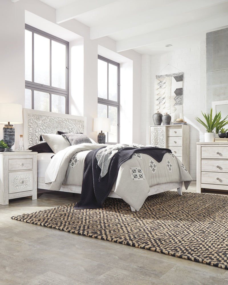 Paxberry Whitewash Queen Panel Bed - Gate FurnitureQueen Bed
