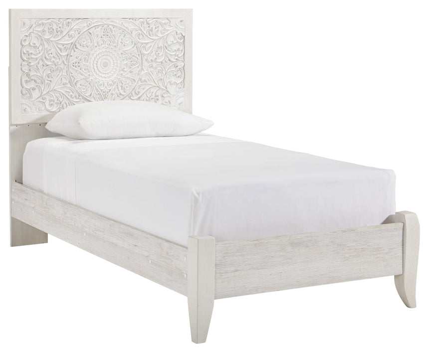 Paxberry Whitewash Twin Panel Bed - Gate FurnitureTwin Bed