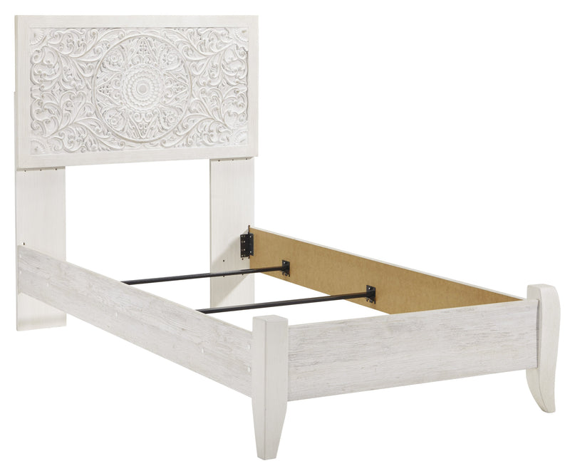 Paxberry Whitewash Twin Panel Bed - Lara FurnitureTwin Bed