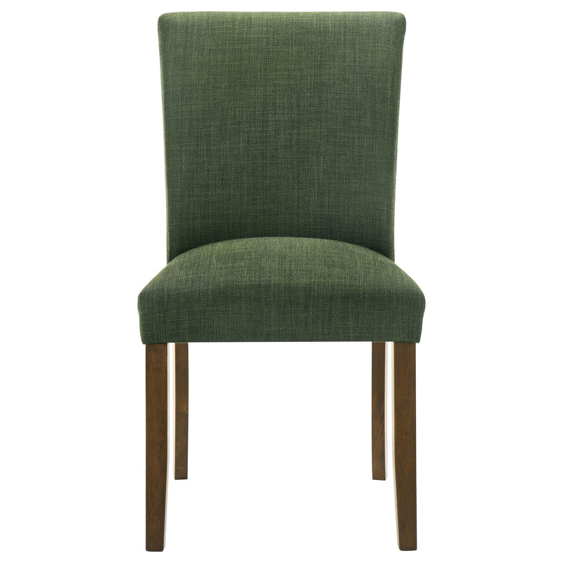 Paxton 5-Piece Round Glass Top Dining Set with Green Parsons Chairs - 122180-S5GRN