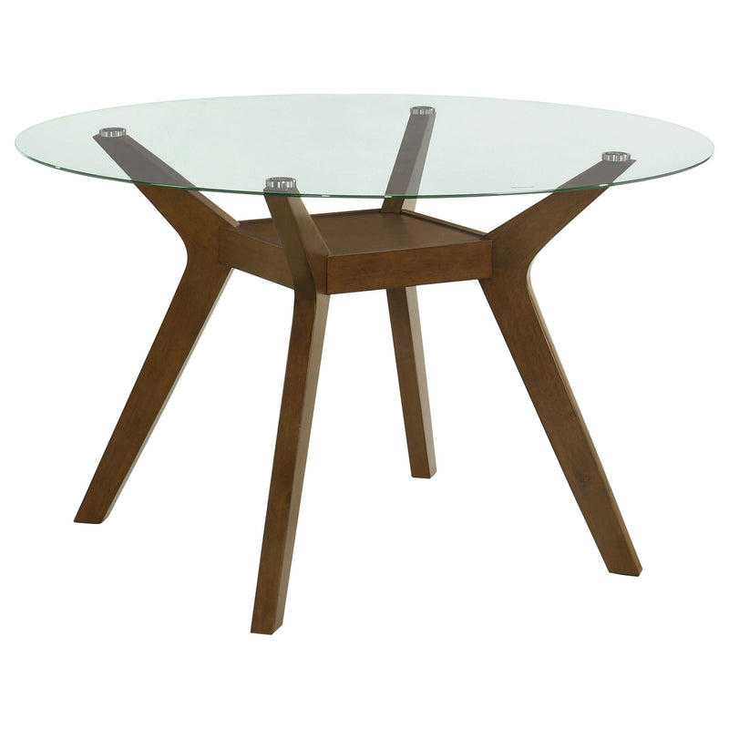 Paxton 5-Piece Round Glass Top Dining Set with Grey Parsons Chairs - 122180-S5GRY