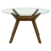 Paxton 5-Piece Round Glass Top Dining Set with Grey Parsons Chairs - 122180-S5GRY