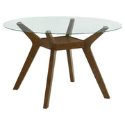 Paxton Round 48-inch Glass Top Wood Dining Table Brown - 122180BG