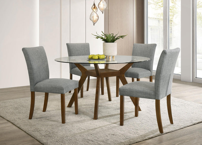 Paxton Round 48-inch Glass Top Wood Dining Table Brown - 122180BG