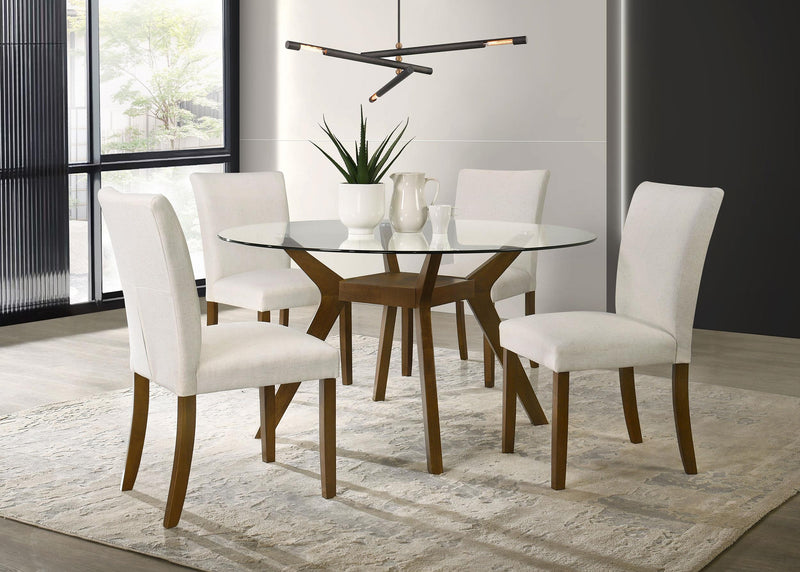 Paxton Round 48-inch Glass Top Wood Dining Table Brown - 122180BG