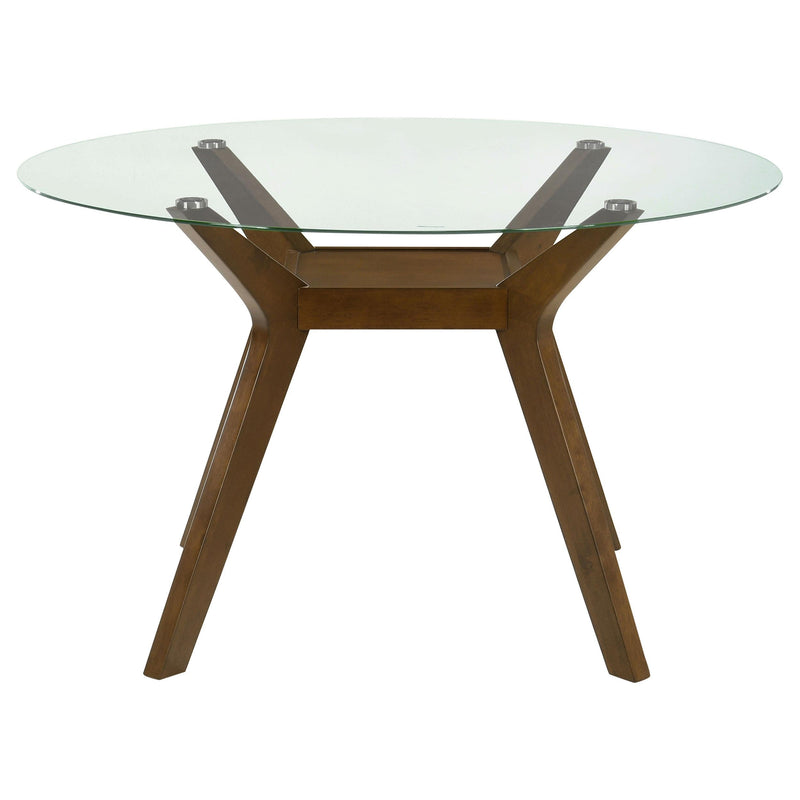 Paxton Round 48-inch Glass Top Wood Dining Table Brown - 122180BG