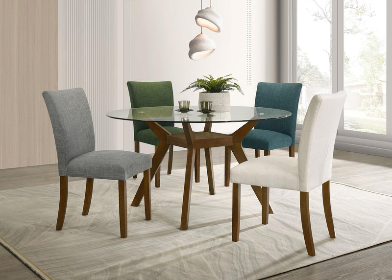 Paxton Round 48-inch Glass Top Wood Dining Table Brown - 122180BG