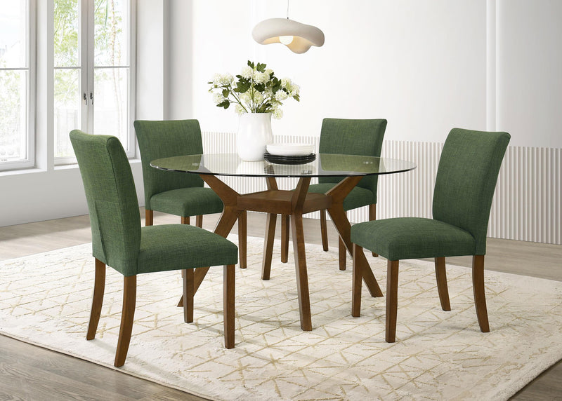 Paxton Round 48-inch Glass Top Wood Dining Table Brown - 122180BG