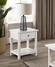 Payne 1-drawer Wood End Table with Shelf Distressed White - 710557