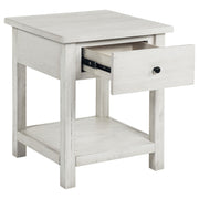 Payne 1-drawer Wood End Table with Shelf Distressed White - 710557