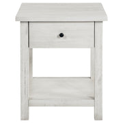 Payne 1-drawer Wood End Table with Shelf Distressed White - 710557
