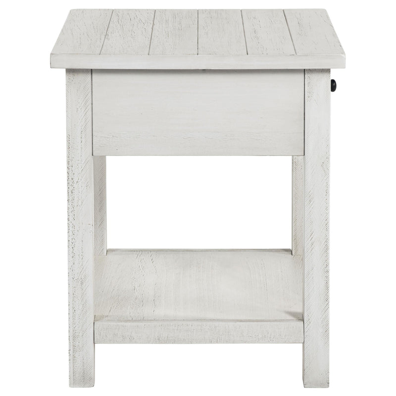 Payne 1-drawer Wood End Table with Shelf Distressed White - 710557