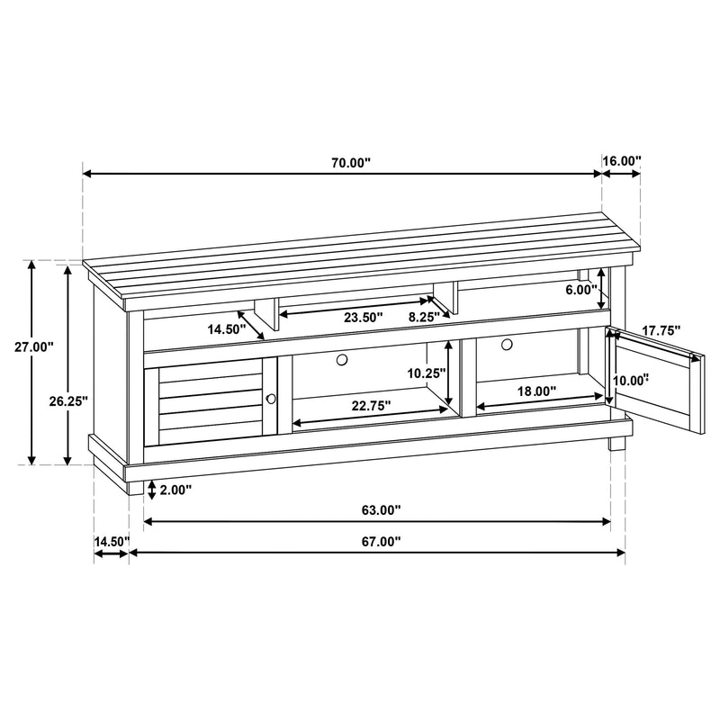 Payne 70-inch TV Stand Media Console Distressed Brown - 710043