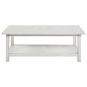 Payne Wood Coffee Table with Shelf Distressed White - 710558