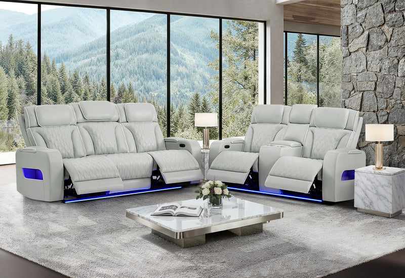 U8611 Blanche Silver P2 Pwr Rec Sofa/Pwr Console Rec Loveseat - U8611-BLANCHE SIL-P2 PRS/PCRLS