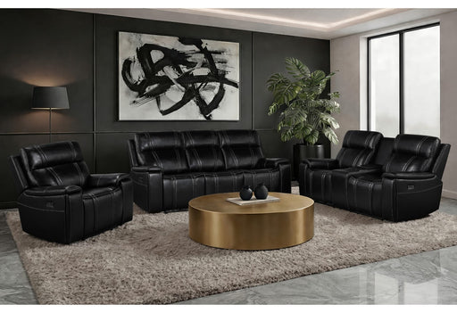 U8880 Black Leather Power Reclining Sofa/Power Console Reclining Sofa - U8880-BLK LEATHER-PRS/PCRLS