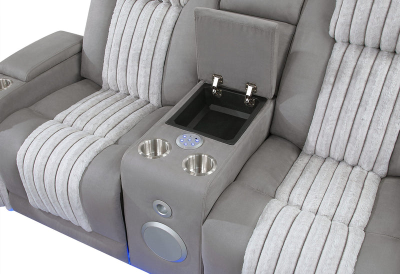 U8000 Grey Pwr Rec Sofa/Pwr Console Rec Loveseat W/Phr - U8000-GREY P2-PRS/PCRLS
