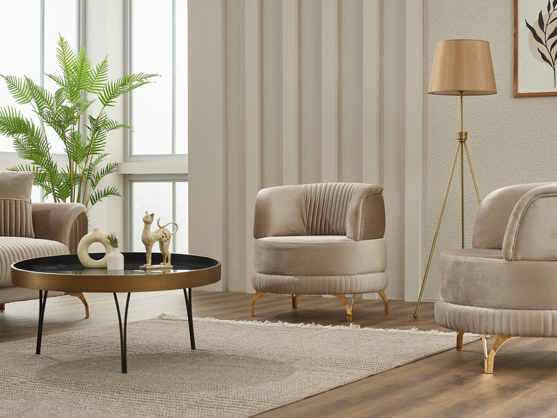 Pedro Chair in Beige - 200-SIM-PED-VELVET260-B