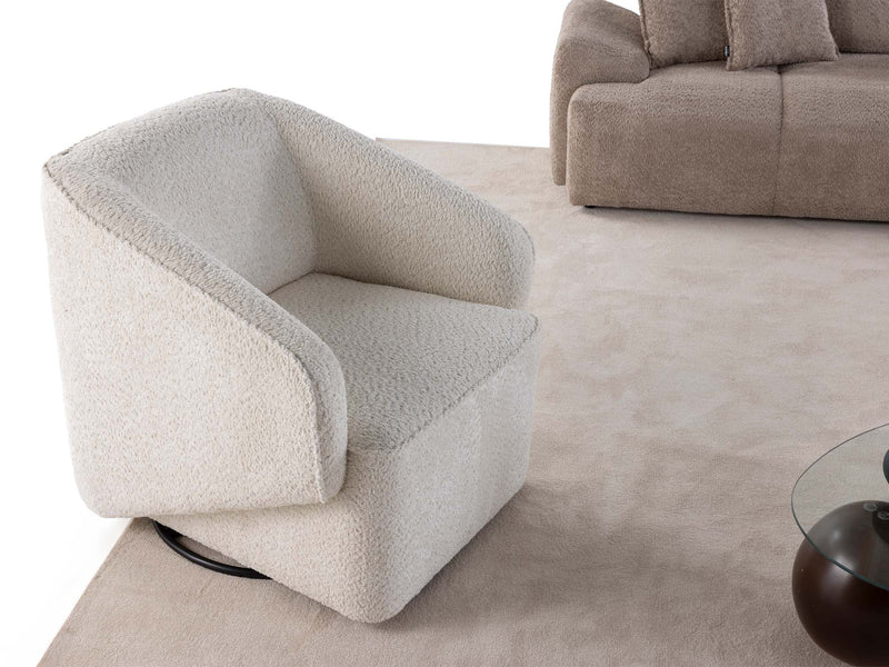 Peonya 4-pieces (2 Sofa & 2 Chair) Livingroom - With Leg in Cream - Brown - 200-ZEN-PEO-CRE-BRO-L-3311